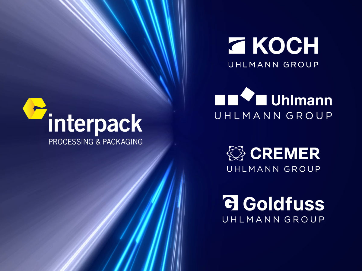 interpack logo with the logos of KOCH, Uhlmann, Cremer and Goldfuss from the Uhlmann Group